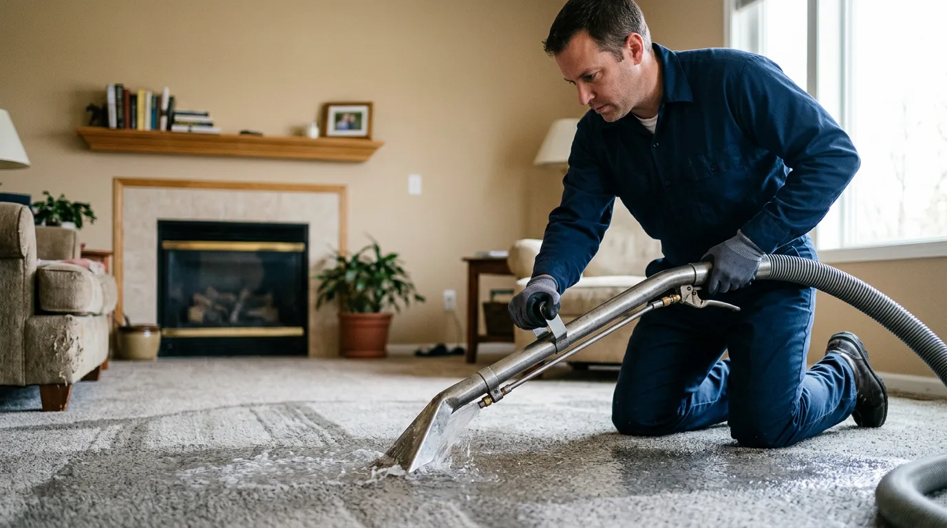 Water damage restoration technician working near Baskerville, VA